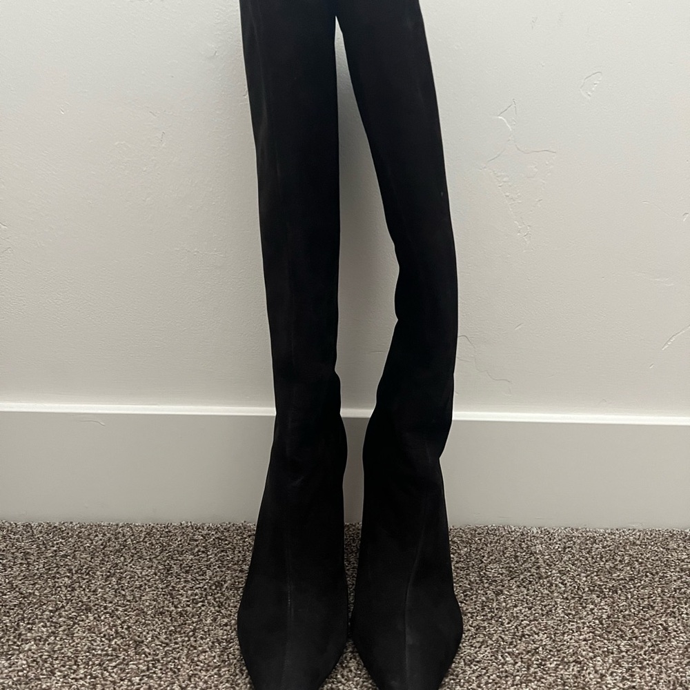 SCHUTZ MARYANA SCULPT Black Suede Knee Boots Size 8
